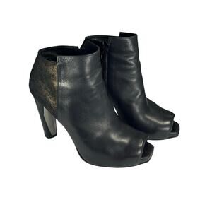 Stuart Weitzman Leather peep-toe ankle boots